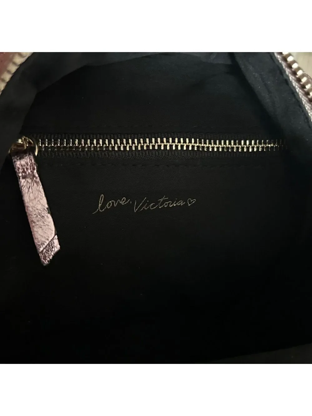 Victoria's Secret Pink Metallic Crackle Mini City Backpack Bling Chain Accent